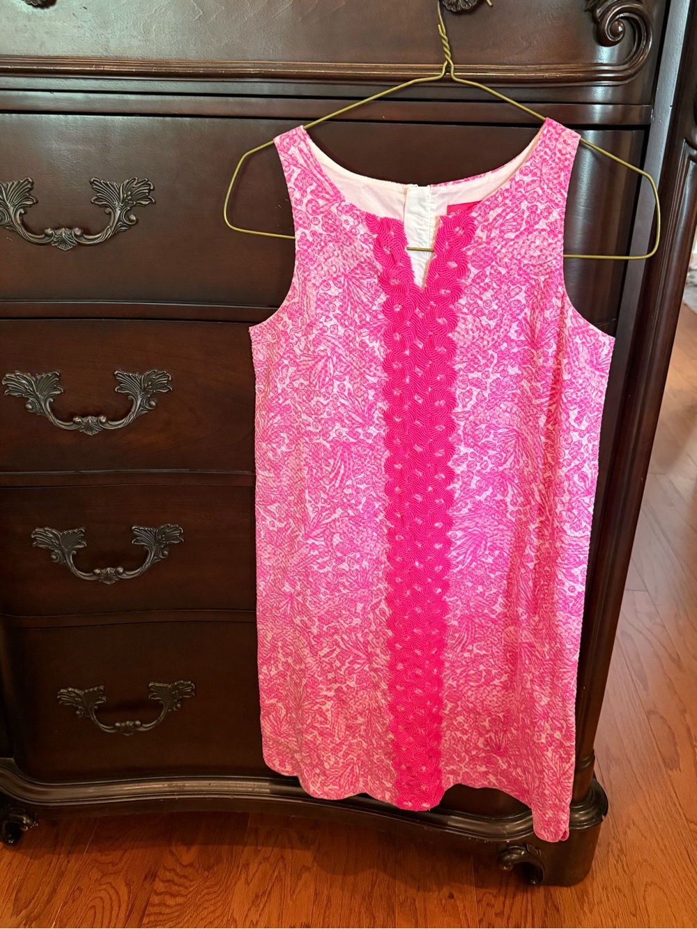 Lilly Pulitzer Pink Textured Shift Dress with Hot Pink Label